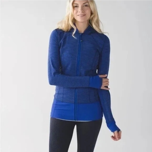 lululemon athletica Tops - Lululemon Daily Practice Jacket Diamond Jacquard Space Dye Sapphire Blue Sz 8